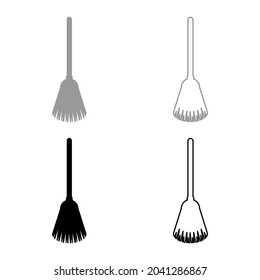 Broom Besom made from twigs Tool for cleaning Sweep concept Panicle Halloween accessory set icon grey black color vector illustration flat style image