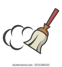 Broom, Besom or Short Brush icon vector design template