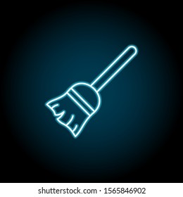 Broom blue neon icon. Simple thin line, outline vector of autumn icons for ui and ux, website or mobile application