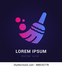Broom Blue & Red colorful gradient attractive bright material Icon / Logo Design