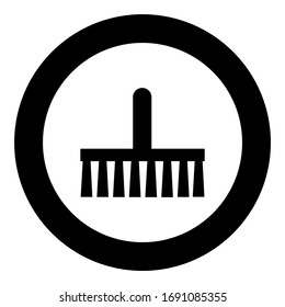 Broom Brush symbol icon in circle round black color vector illustration flat style image