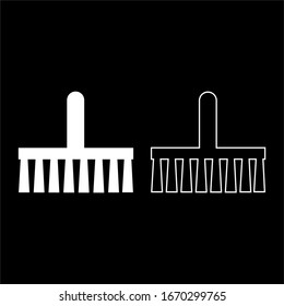 Broom Brush symbol icon outline set white color vector illustration flat style image