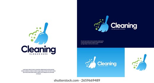 Logo für Besen und Blasen, Reinigungssymbol, Wartung, Vektorgrafik.