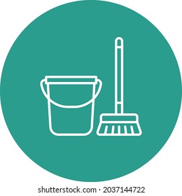 Broom and Bucket icon vector image. Can also be used for web apps, mobile apps and print media.