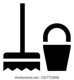 Broom Bucket Janitor Icon