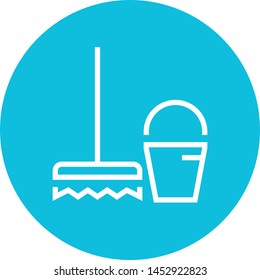 Broom Bucket Janitor Outline Icon