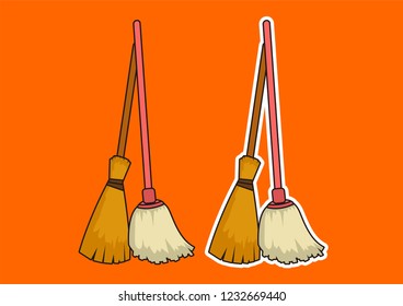 Broom Cartoon Illustration Stock Vector (Royalty Free) 1232669440 ...