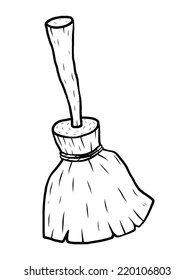 broom / cartoon vector and illustration, black and white, hand drawn, sketch style, isolated on white background.
