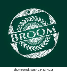 Broom chalkboard emblem written on a blackboard. Vector Illustration. Detailed.