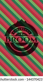 Broom christmas colors style badge. Vector Illustration. Detailed.