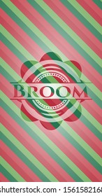 Broom christmas style emblem. Vector Illustration. Detailed.