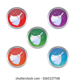 broom circle icon design template