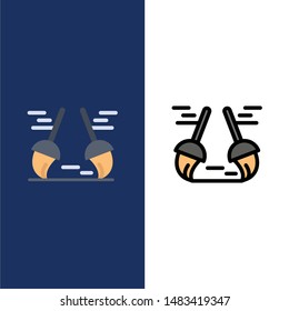 Broom, Clean, Cleaning, Sweep  Icons. Flat and Line Filled Icon Set Vector Blue Background