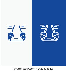 Broom, Clean, Cleaning, Sweep Line and Glyph Solid icon Blue banner Line and Glyph Solid icon Blue banner