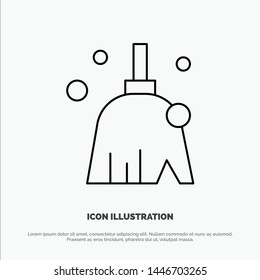 Broom, Clean, Cleaning, Sweep Line Icon Vector
