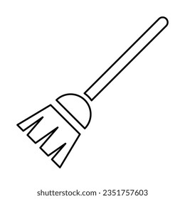 Broom Clean Icon In Outline Style