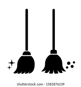 Broom clean vector icon set isolated on white background