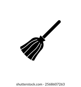 Broom, Cleaner Equipment Solid Flat Vector Icon Isolated on White Background.