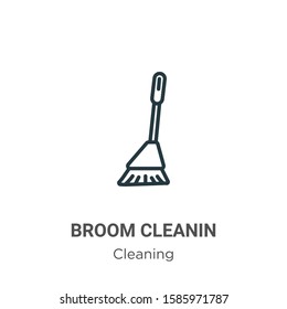 Broom cleanin outline vector icon. Thin line black broom cleanin icon, flat vector simple element illustration from editable cleaning concept isolated on white background