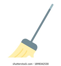 broom for cleaning in autumn using soft color and flat style