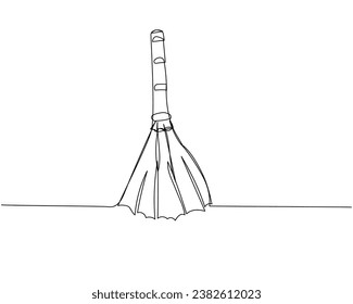 Broom, cleaning brush, construction, cleaning one line art. Continuous line drawing of repair, professional, hand, people, concept, support, maintenance.