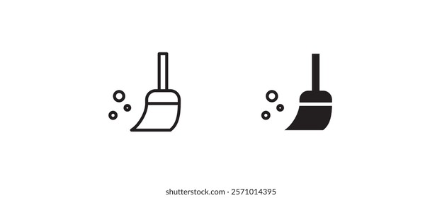 Broom cleaning dust, Sweeping broom sign, symbol, logo, illustration, editable stroke, flat design style isolated on white