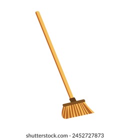 Broom for cleaning up garbage. Vector illustration in flat style