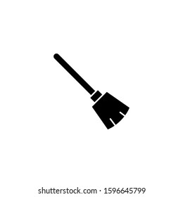 Broom cleaning icon in black flat design on white background, Broom cleaning symbol vector sign isolated on white background illustration for graphic and web design