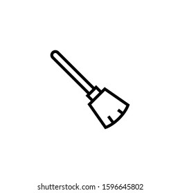 Broom cleaning icon in outline style on white background, Broom cleaning symbol vector sign isolated on white background illustration for graphic and web design