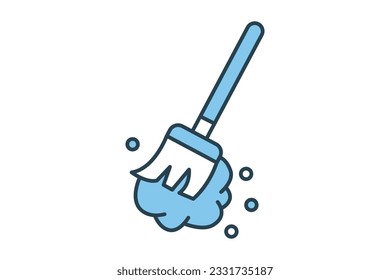 Broom cleaning icon. icon related to cleaner, household appliances. Flat line icon style design. Simple vector design editable