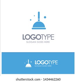 Broom, Cleaning, Mop, Witch Blue Solid Logo with place for tagline