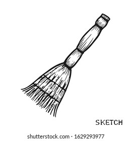 Broom for cleaning on a white background in vector