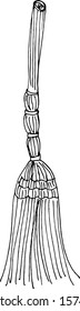 broom for cleaning the premises. Isolated on a white background. Stock vector illustration. Black and white graphics. Hand drawn