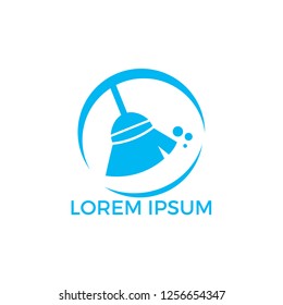 Broom cleaning services logo design. Home cleaning company logo design.