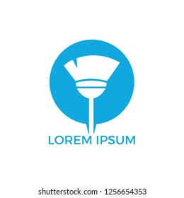 Broom cleaning services logo design. Home cleaning company logo design.