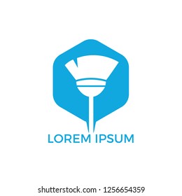 Broom cleaning services logo design. Home cleaning company logo design.