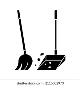 Broom cleaning Simple vector modern icon design illustration on white background. eps 10