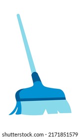 Broom for cleaning and sweeping floor surface from dust and garbage. Isolate tidying up equipment for chores and housework maintenance. Housekeeping and cleanup, wiping. Vector in flat style
