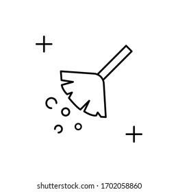Escoba, icono de la herramienta de limpieza. Línea simple, contorno vectorial elementos del trabajo doméstico para ui y ux, sitio web o aplicación móvil