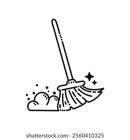 Broom, Cleaning Tool Broom Vector Image, Broom And Dust Icon Vector, Sweeping Floor Vector Icon Illustration.