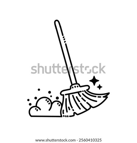 Broom, Cleaning Tool Broom Vector Image, Broom And Dust Icon Vector, Sweeping Floor Vector Icon Illustration.