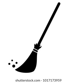 Broom cleaning vector icon on white background