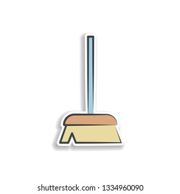 Broom colored hand drawn icon. Element of autumn icon for mobile concept and web apps. Hand drawn colored Broom can be used for web and mobile on white bakgorund