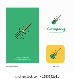 Broom Company Logo App Icon and Splash Page Design. Creative Business App Design Elements