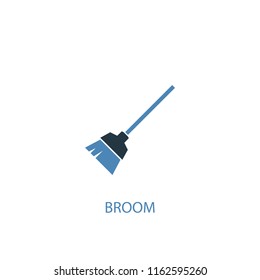 broom concept 2 colored icon. Simple blue element illustration. broom concept symbol design from Cleaning set. Can be used for web and mobile UI/UX