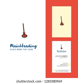 Broom  Creative Logo and business card. vertical Design Vector