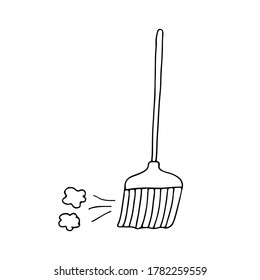 Broom doodle icon in vector. Hand drawn broom icon in vector. Sweeping broom icon