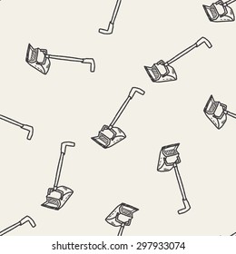 broom doodle seamless pattern background