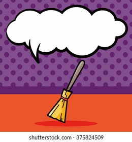 broom doodle, speech bubble
