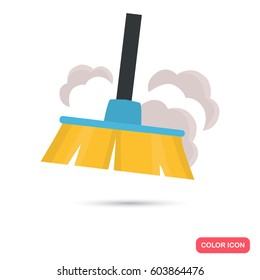 Broom and dust color flat icon for web and mobile design